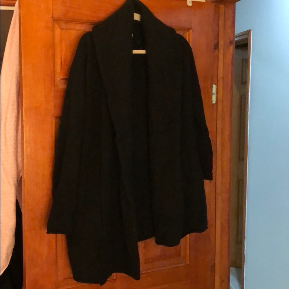 Black Wool Shawl Sweater